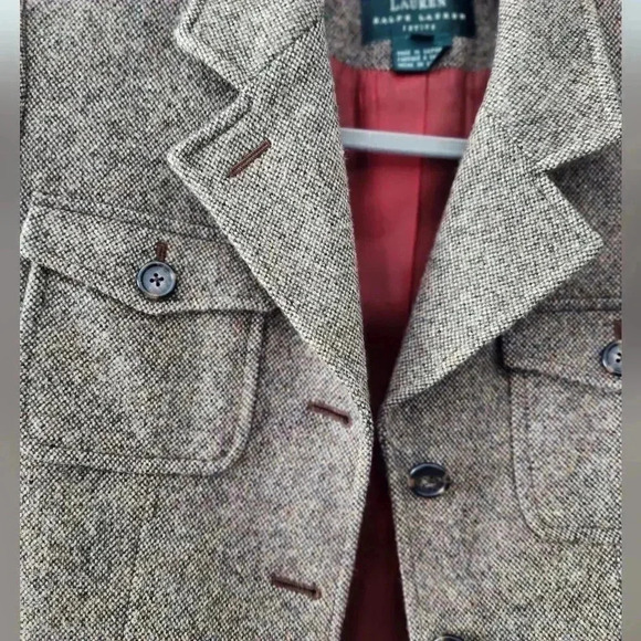 Ralph Lauren, herringbone pattern blazer Petite Size 4 Petite - Picture 4 of 7